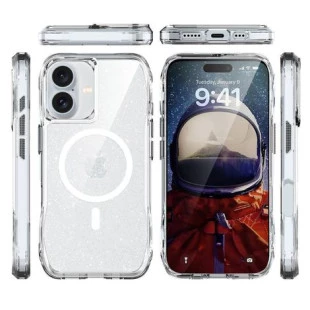 Case PremiumSheild® Magsafe Octagnon Glitter Clear iPhone 16 - Shokan® Premium
